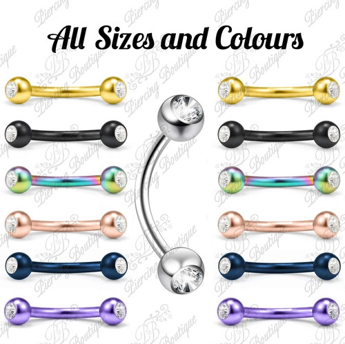 Curved gem eyebrow - gem, colour