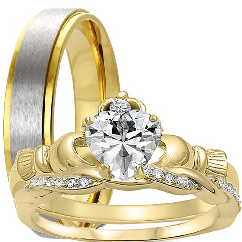 His her celtic claddagh - her,