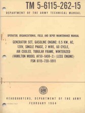 TM5-6115-262-15 Generator gasolene Hamilton AF50-1A08-2 Repair Maintenance book