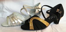 Ladies Black/Gold or Silver Ballroom, Latin, Salsa Dance Shoes - UK Sizes 3 - 9