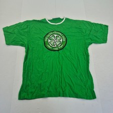 CELTIC T-Shirt Large Green Men's 100% Cotton Football Club Logo