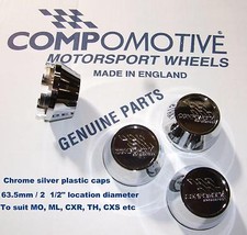 4 Genuine CHROME wheel Centre Caps COMPOMOTIVE alloys MO TH2 TH ML Ford Etc