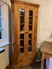 Pine corner display cabinet