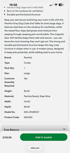 Pawhut dog crate end - dog,