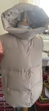 M&S Women's Beige Feather & Down Padded Hooded Gilet Shower Resistant S 10 BNWT