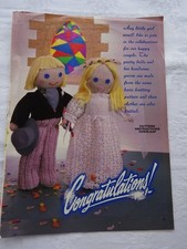 VINTAGE BRIDE & GROOM DOLLS  TOY KNITTING PATTERN