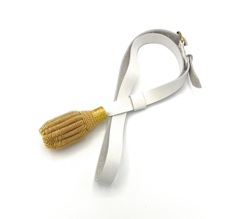 Sword knot gold white leather - knot,