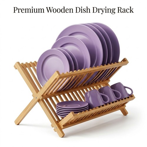 Foldable wooden dish drying - foldable,