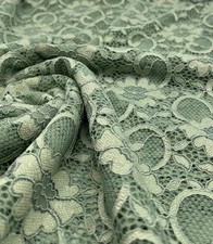 Sage Green Scalloped Edge Floral Lace Fabric Stretch