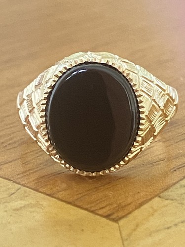 Gents classic 9ct gold onyx - ,