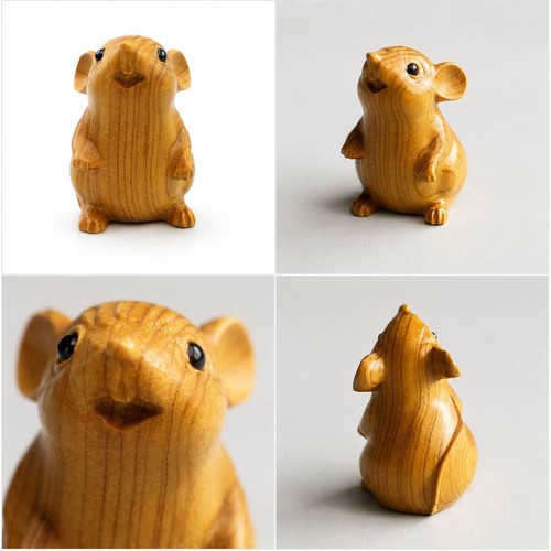 Wooden mouse figurine - wooden,