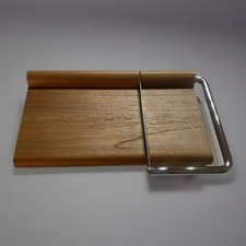 VTG Nissen Denmark Teak & Chrome Cheese Slicer Board, 1970s (with original box!)