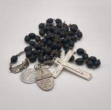 Vtg rosary ebony bead - ebony,