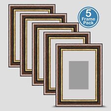 Brown Gold Photo Frame 6x4 5 PACK Incl Grey Mount 3.5x2.5 ACEO Art