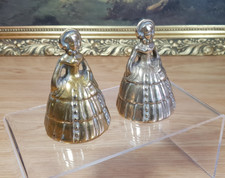 Pair Brass Bells Victorian Lady Crinoline Dress