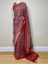 Red Ajrakh Pure Dola Silk