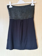 Jane Norman Black Sequin Strapless Top Boob Tube Size 14