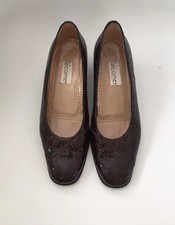 Vintage Falcomer real leather crocodile print brown smart woman's shoes 6 UK