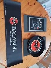BAR Display Collectors Bacardi Rum Bat Tray Mat Towel Jack Daniel's Picture