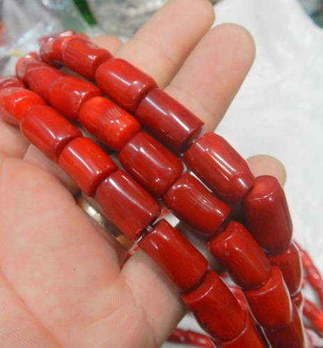 Natural 12x25mm red coral - natural,