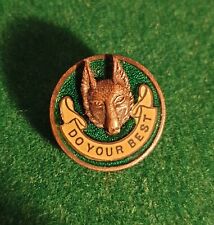 Early Boy Scout Cubmaster Green Enamel Lapel Badge Do Your Best Wolf Cub Collins