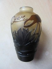 GALLE REPLICA ART NOUVEAU ETCHED GLASS VASE 12cm