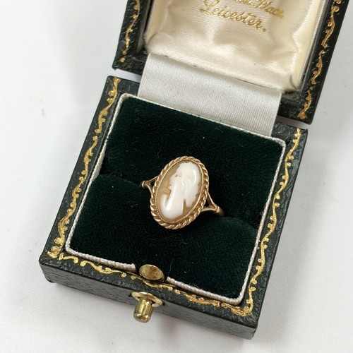 Vintage 9ct gold carved cameo - 9ct,