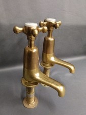 DENT & HELLYER BRASS BASIN TAPS RECLAIMED & FULLY REFURBISHED OLD TAPS D3