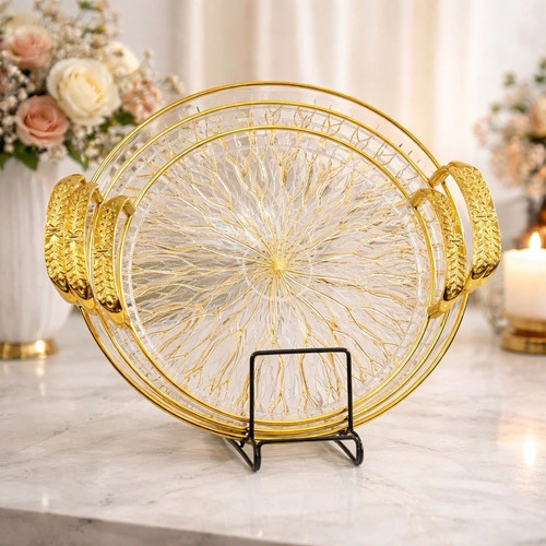 Elegant gold serving - gold, set