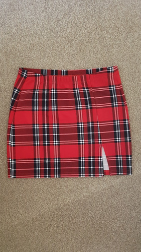 Red checked pencil skirt with - pencil,