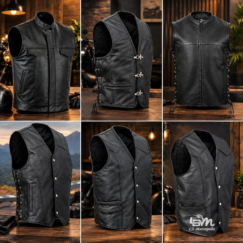 Mens genuine leather - leather, biker