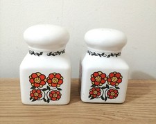 Vintage 1970's Taunton Vale Salt & Pepper Shakers Ceramic Orange/Yellow Flowers