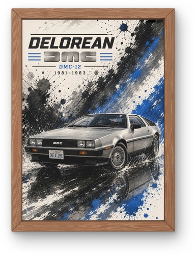 Delorean dmc poster - a4, dmc‑12