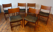 Mid Century Modern Retro Danish style 6 Teak Dining Chairs Portwood Uk Delivery