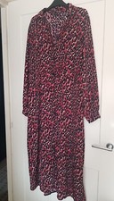 Peacocks ladies Red Animal print Shirt Dress + Belt Size 16 NEW 