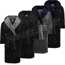 Mens Boys Dressing Gown HOODED Fleece Long Bath Robe SNUGGLE FOR YOU Soft Cosy