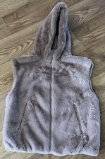 Primark Ladies Furry Vest Gilet With Hood Size S Oversize 