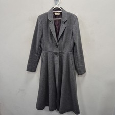 Toast Milky Puff Grey Wool Blend Curved Fit Flare Peacoat Overcoat Coat UK 10