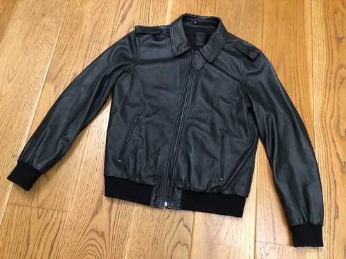 Replay black leather bomber - black,