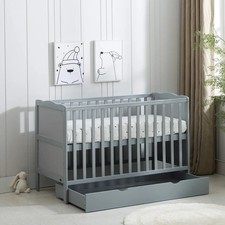 Wooden Baby Cot Bed & Drawer &