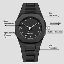 Silver  Black Arabic Dial