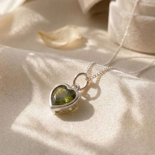 Mini heart silver - heart, peridot