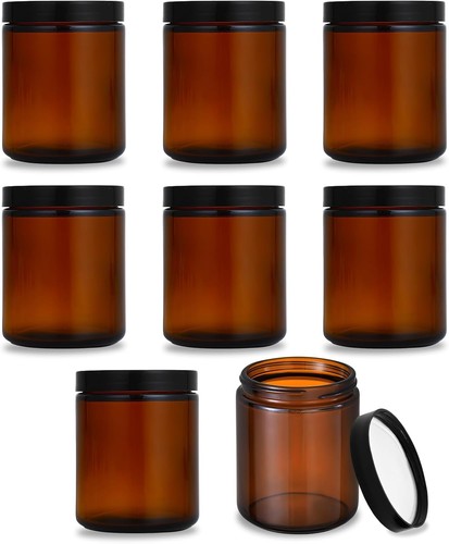 Pack amber glass jars with - amber,