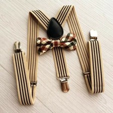 Boys Suspenders Bow Tie Braces Straps Stripes Check Burns Night Sash Page Boy