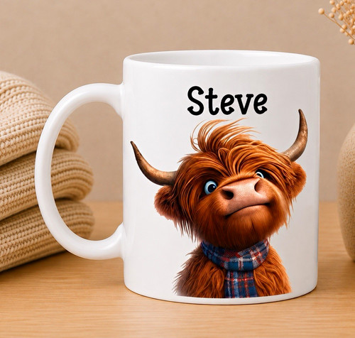 Personalised highland cow mug - personalised,