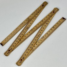 Vintage French Wooden Folding Ruler 2 Metre Rule Measuring Stick, Carpentry Tool