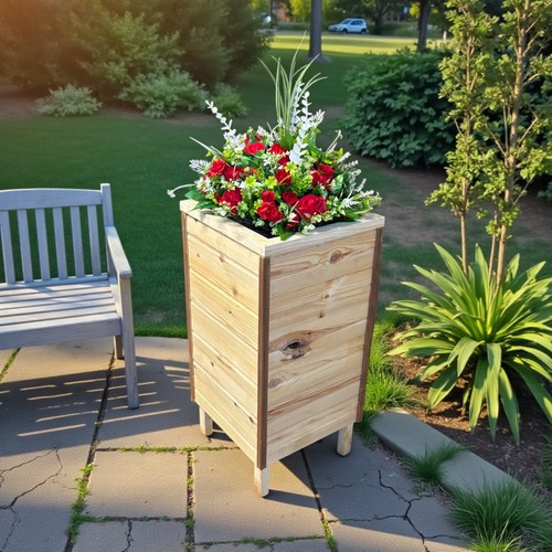 Square wooden planter - square,