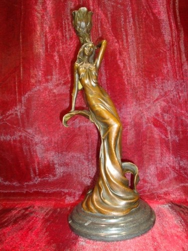 Statue candlestick damsel art - candlestick,