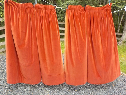 Pair vintage terracotta velvet - pair,