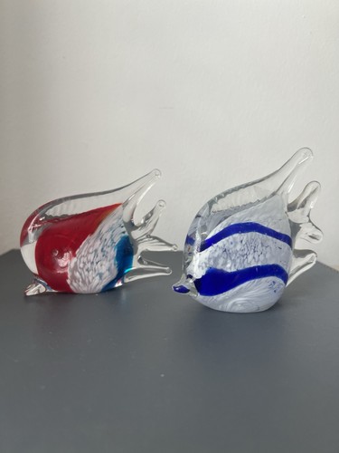 Pair art glass tropical - pair,